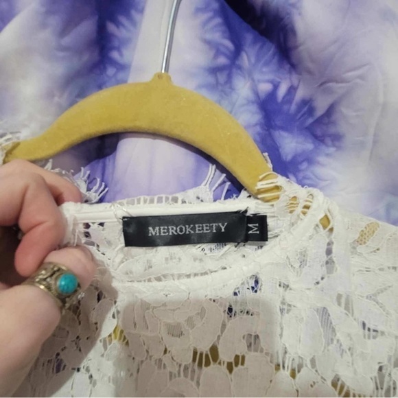 NWT Merokeety Women's White Sleeveless Lace Foral Elagant Cocktail Dress Size M - Picture 11 of 13